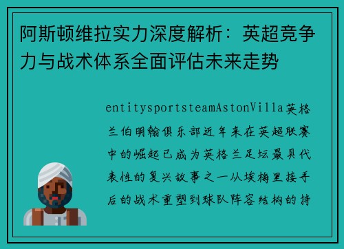阿斯顿维拉实力深度解析：英超竞争力与战术体系全面评估未来走势